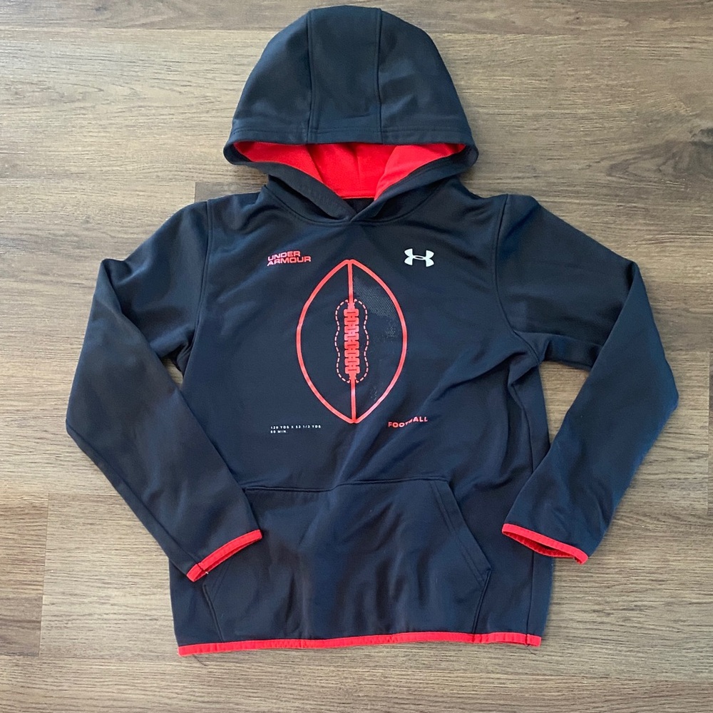 Under Armour Black and Red Football Hoodie size L